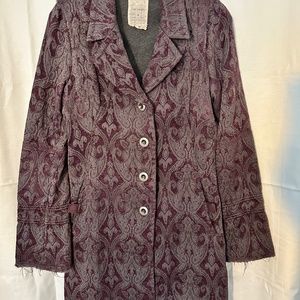 Free People Downtown Brocade Plum Purple Coat Size 6